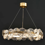 Modern Circular Clear Glass Disk Pendant Light Chandelier Image - 6