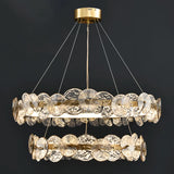 Modern Circular Clear Glass Disk Pendant Light Chandelier Image - 7