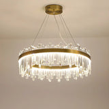 Modern Circular Crystal Gold Ceiling Chandelier Living Room Image - 1