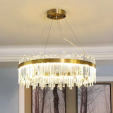 Modern Circular Crystal Gold Ceiling Chandelier Living Room Image - 3