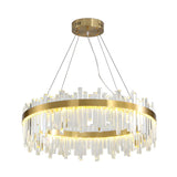 Modern Circular Crystal Gold Ceiling Chandelier Living Room Image - 5