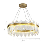 Modern Circular Crystal Gold Ceiling Chandelier Living Room Image - 9