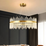 Modern Circular Crystal Gold Chandelier for Living Room Image - 1