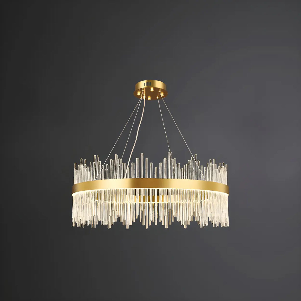 Modern Circular Crystal Gold Chandelier for Living Room Image - 10