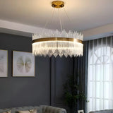 Modern Circular Crystal Gold Chandelier for Living Room Image - 15