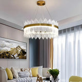 Modern Circular Crystal Gold Chandelier for Living Room Image - 16