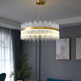 Modern Circular Crystal Gold Chandelier for Living Room Image - 18