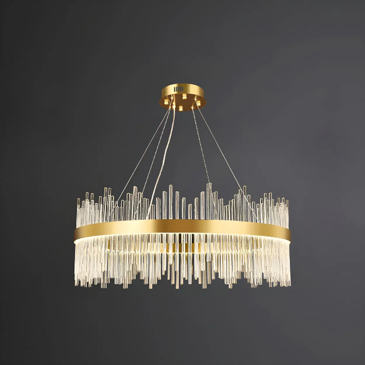 Modern Circular Crystal Gold Chandelier for Living Room Image - 2