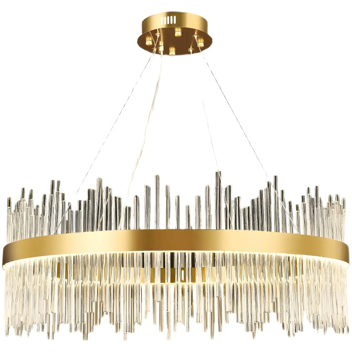 Modern Circular Crystal Gold Chandelier for Living Room Image - 8