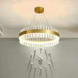 Modern Circular Crystal Ring Dining Room Pendant Light Image - 3