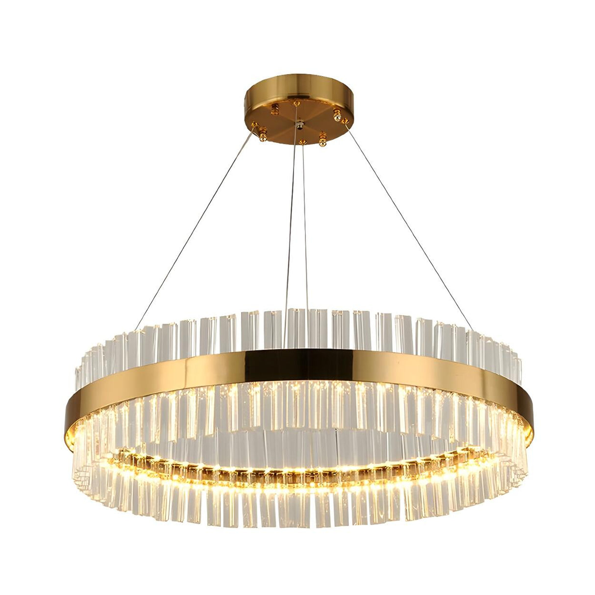 Modern Circular Crystal Ring Dining Room Pendant Light Image - 5