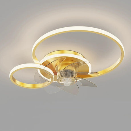 Modern Circular Design Flush Ceiling Fan with LED Light Image - 2