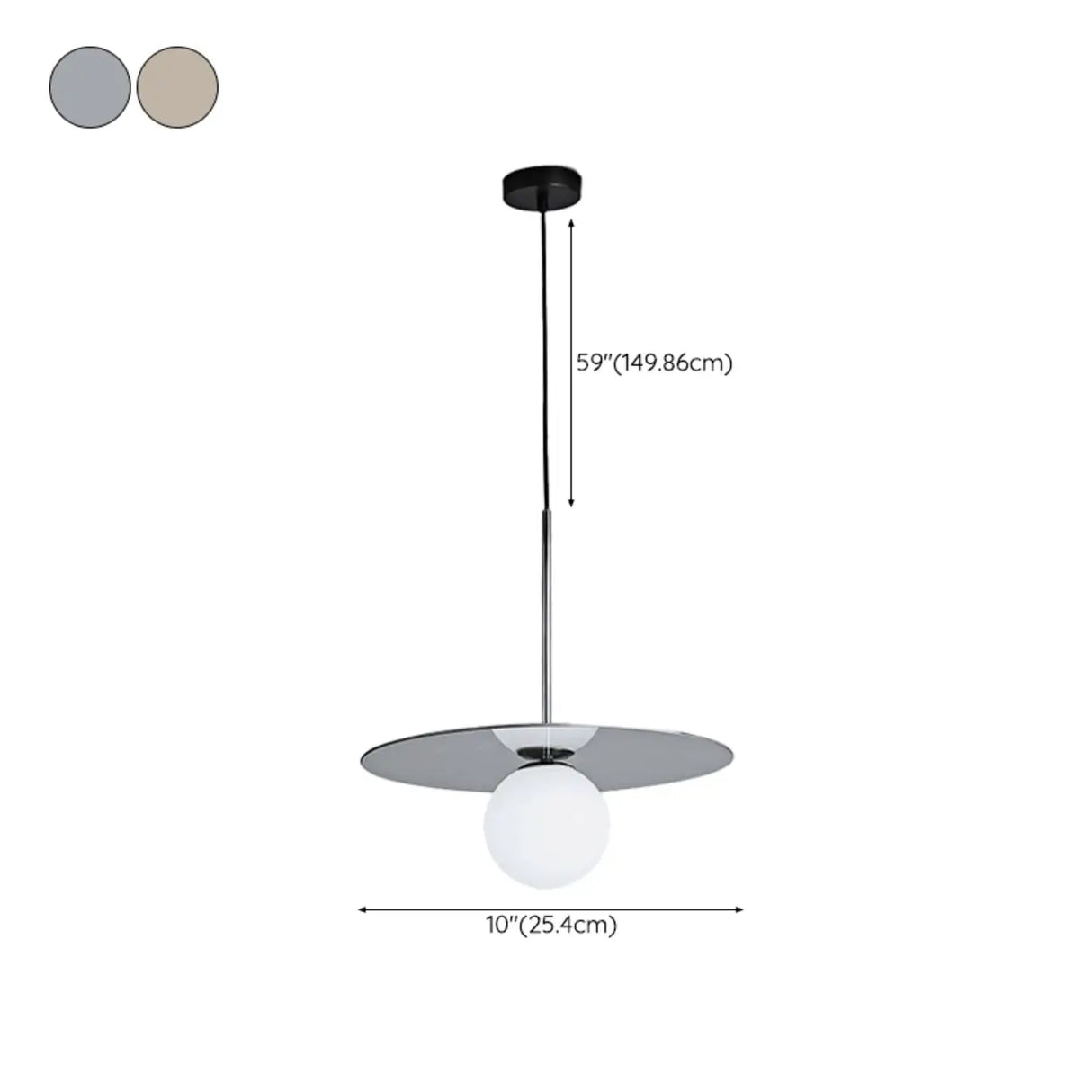 Modern Circular Disc White Globe Dining Room Pendant Light 