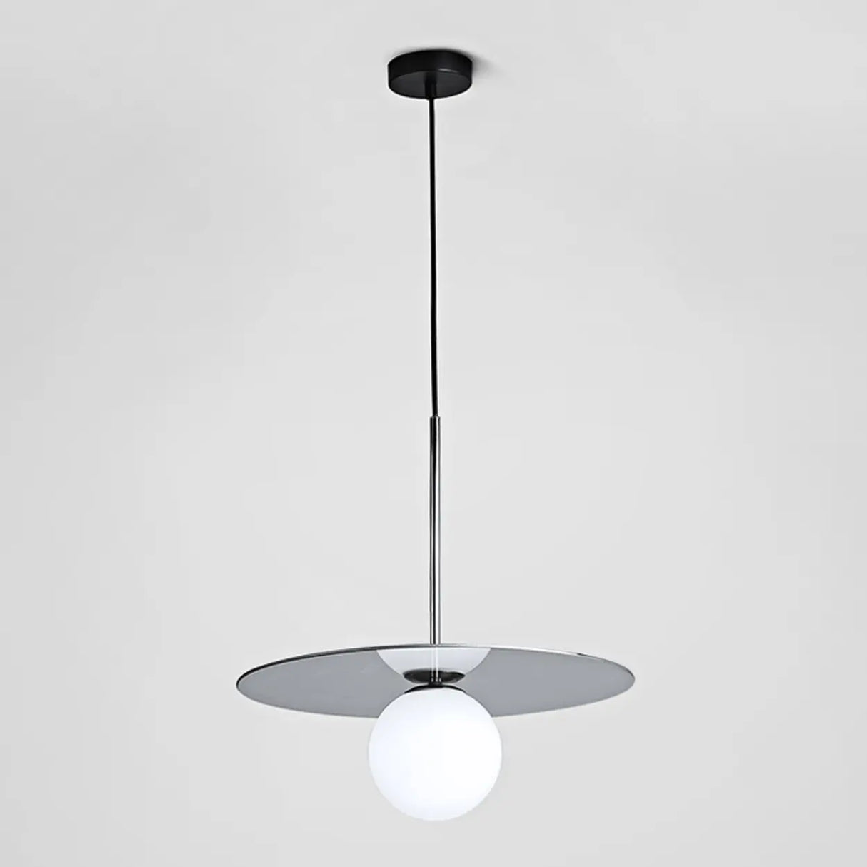 Modern Circular Disc White Globe Dining Room Pendant Light Image - 2