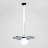 Modern Circular Disc White Globe Dining Room Pendant Light Image - 2