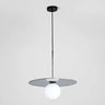 Modern Circular Disc White Globe Dining Room Pendant Light Image - 2