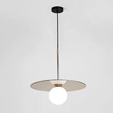 Modern Circular Disc White Globe Dining Room Pendant Light Image - 3