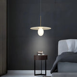 Modern Circular Disc White Globe Dining Room Pendant Light Image - 4