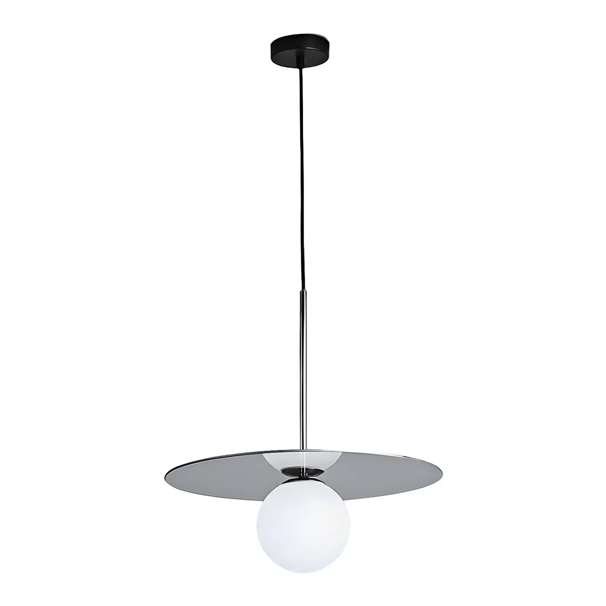 Modern Circular Disc White Globe Dining Room Pendant Light Image - 7