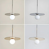 Modern Circular Disc White Globe Dining Room Pendant Light Image - 8