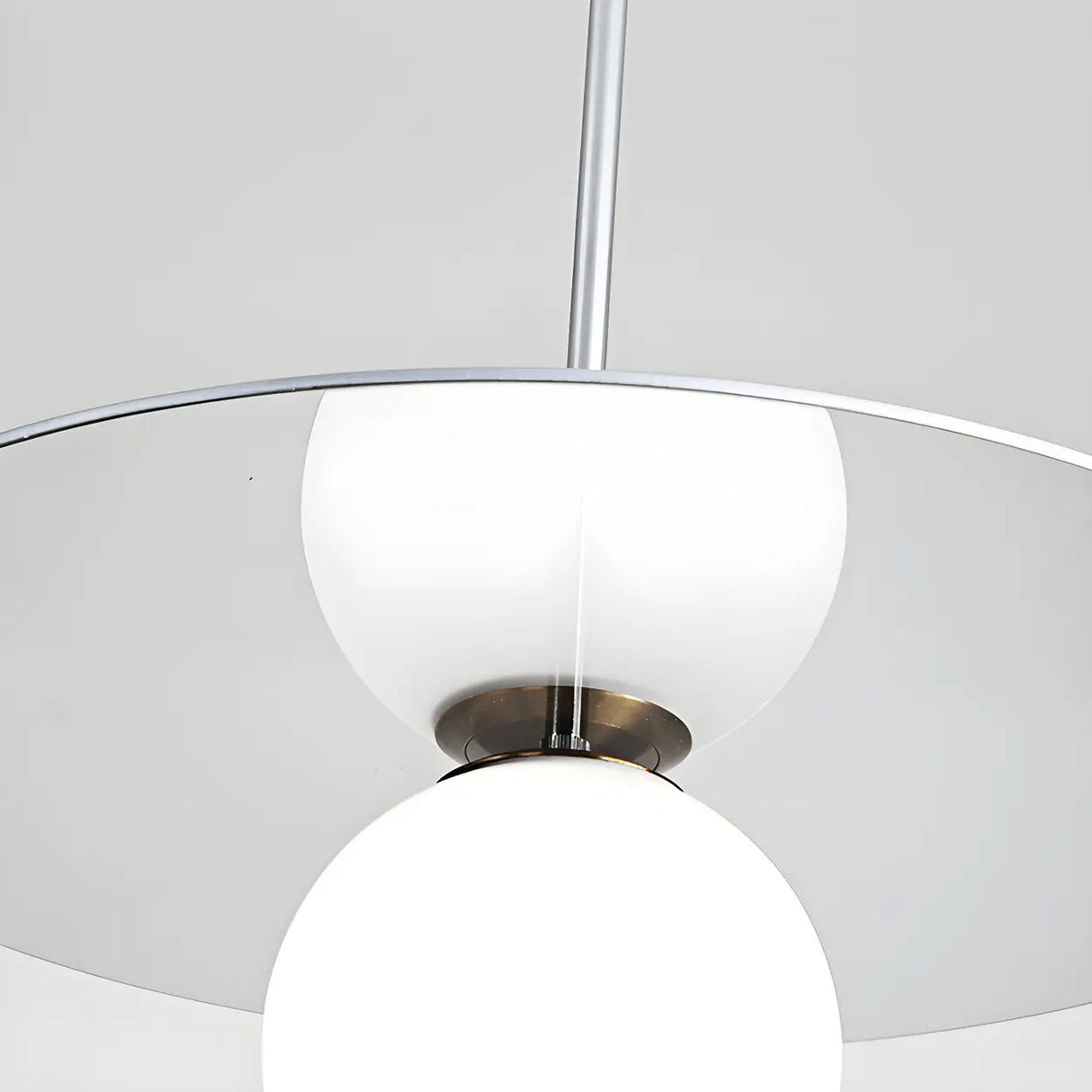 Modern Circular Disc White Globe Dining Room Pendant Light Image - 9