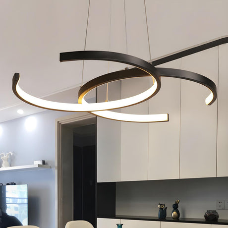 Modern Circular Dual Ring Chanel Logo LED Pendant Chandelier Image - 2