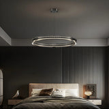 Modern Circular Glass LED Pendant Living Room Chandelier Image - 10