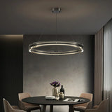 Modern Circular Glass LED Pendant Living Room Chandelier Image - 3