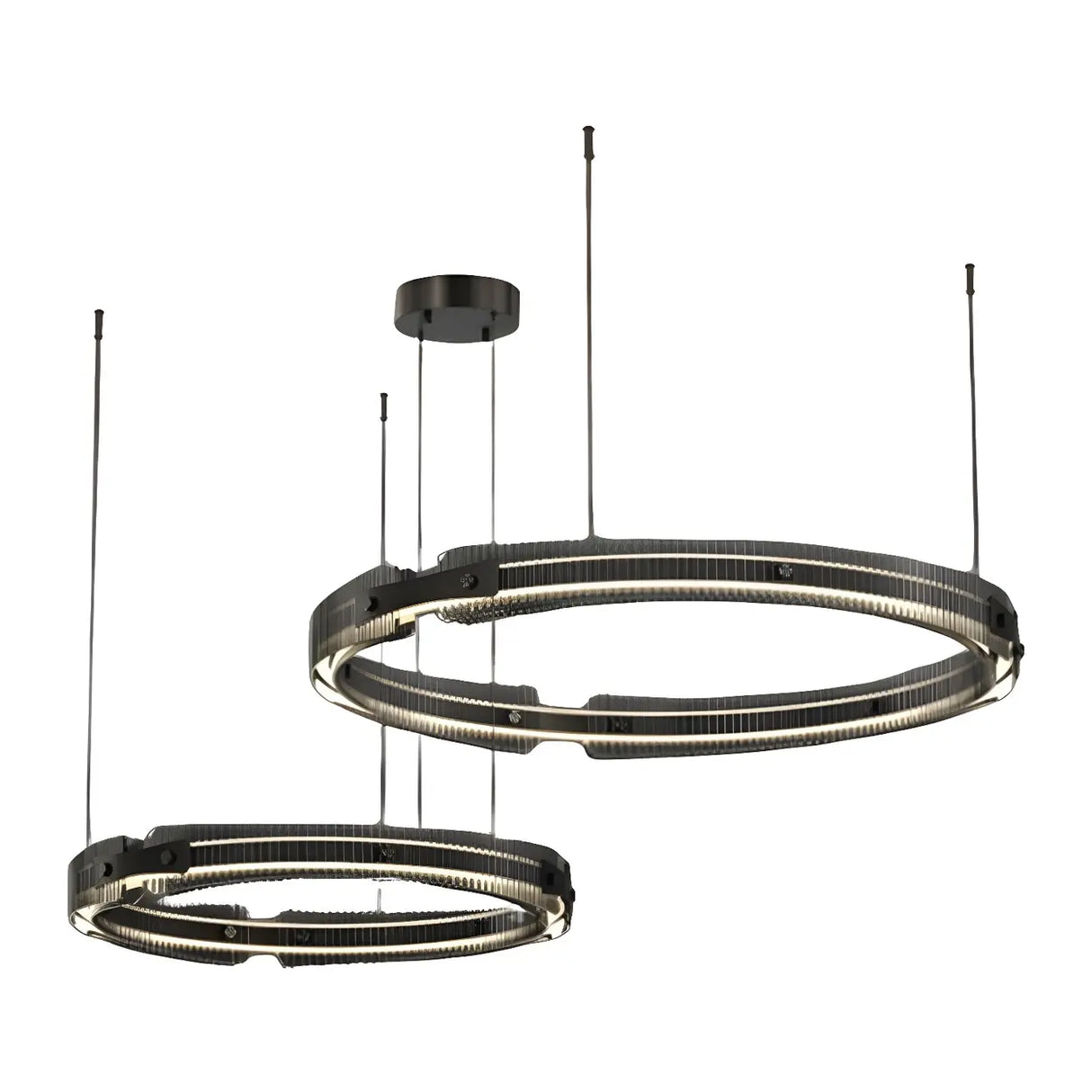 Modern Circular Glass LED Pendant Living Room Chandelier Image - 5