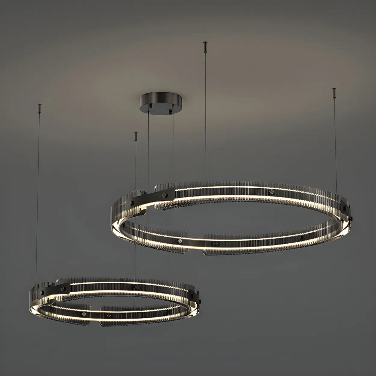 Modern Circular Glass LED Pendant Living Room Chandelier Image - 7