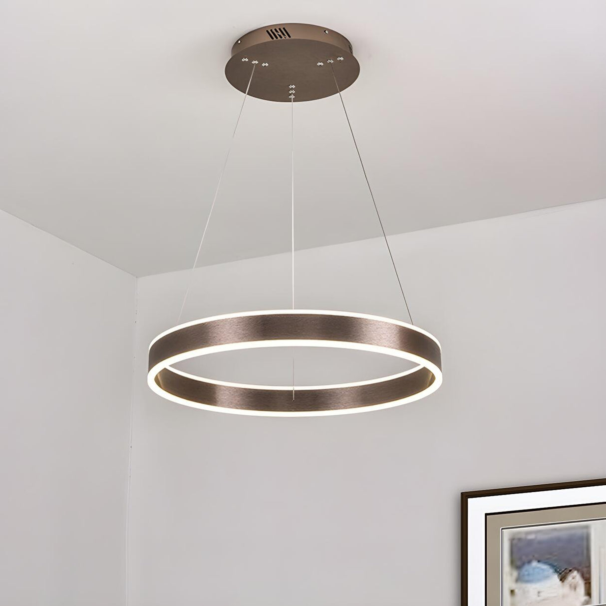 Modern Circular LED Acrylic Coffee Pendant Light Chandelier Image - 1