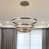 Modern Circular LED Acrylic Coffee Pendant Light Chandelier Image - 11