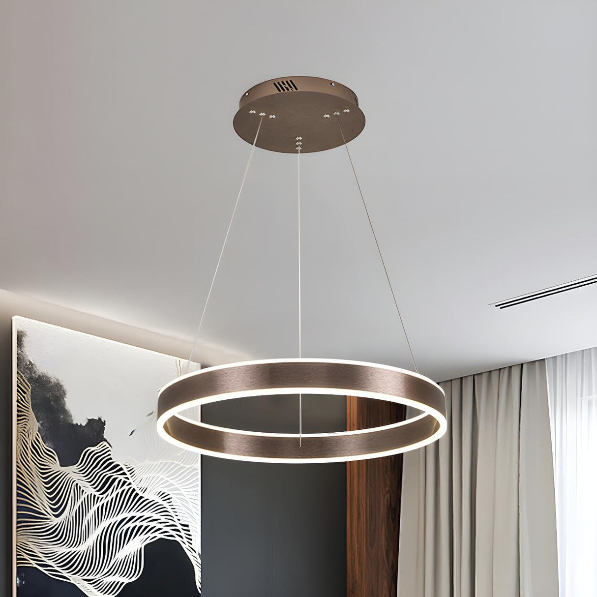 Modern Circular LED Acrylic Coffee Pendant Light Chandelier Image - 2