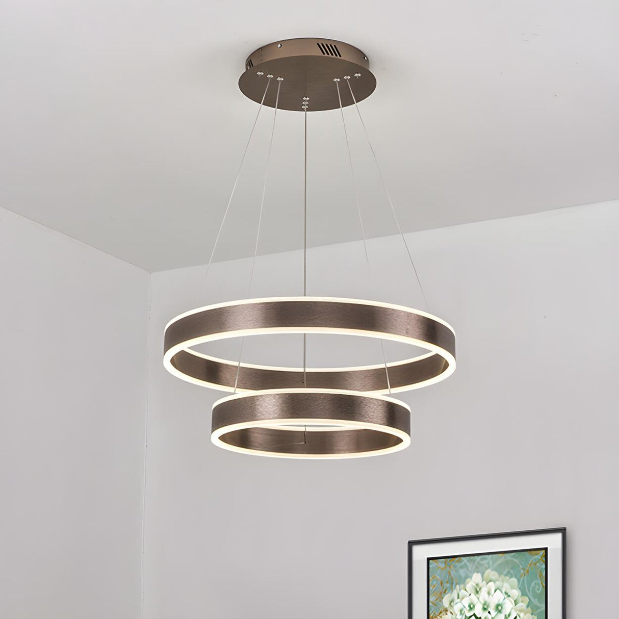 Modern Circular LED Acrylic Coffee Pendant Light Chandelier Image - 6