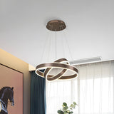 Modern Circular LED Acrylic Coffee Pendant Light Chandelier Image - 7