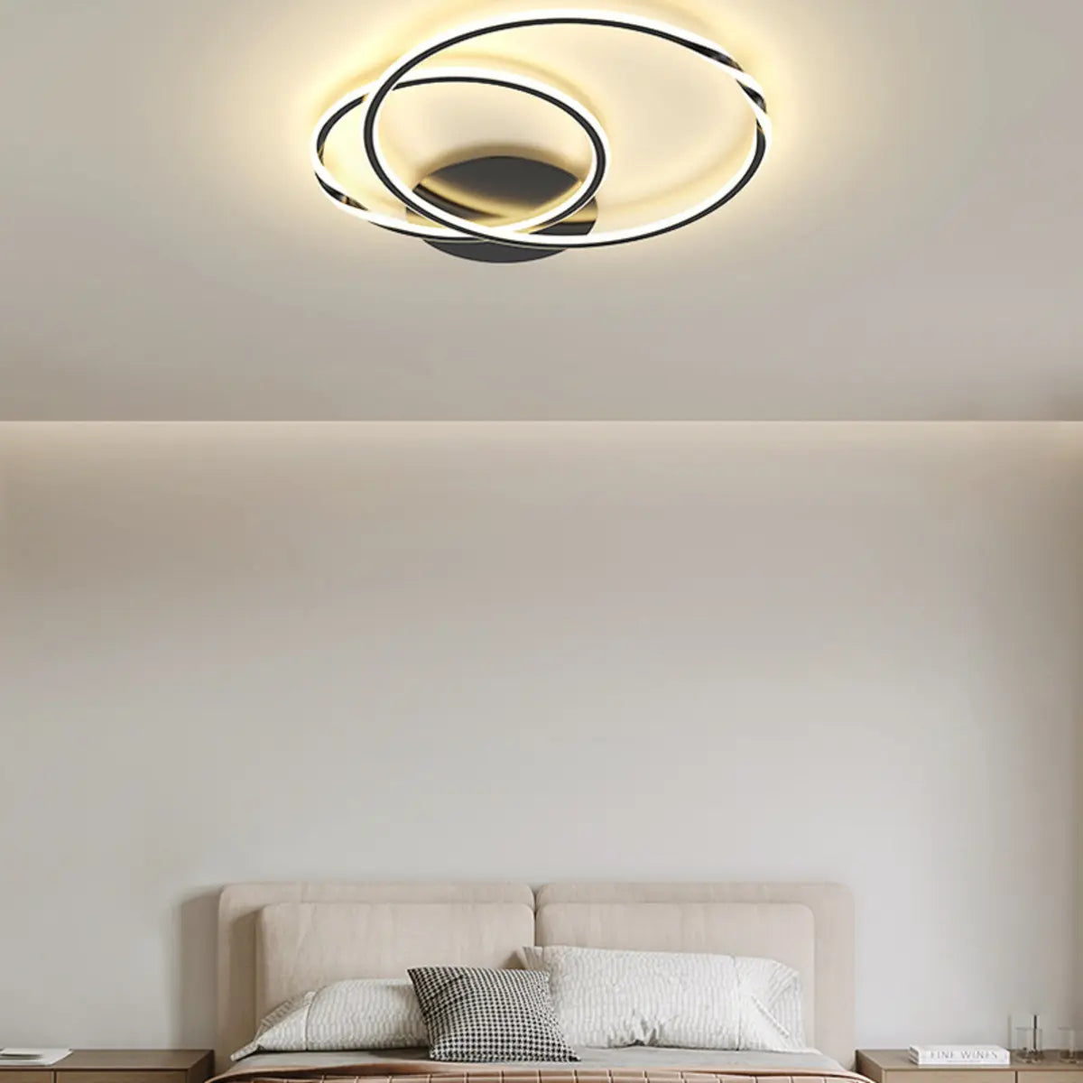 Minimalist White Triple Circle Semi-Flush Mount Light Image - 6