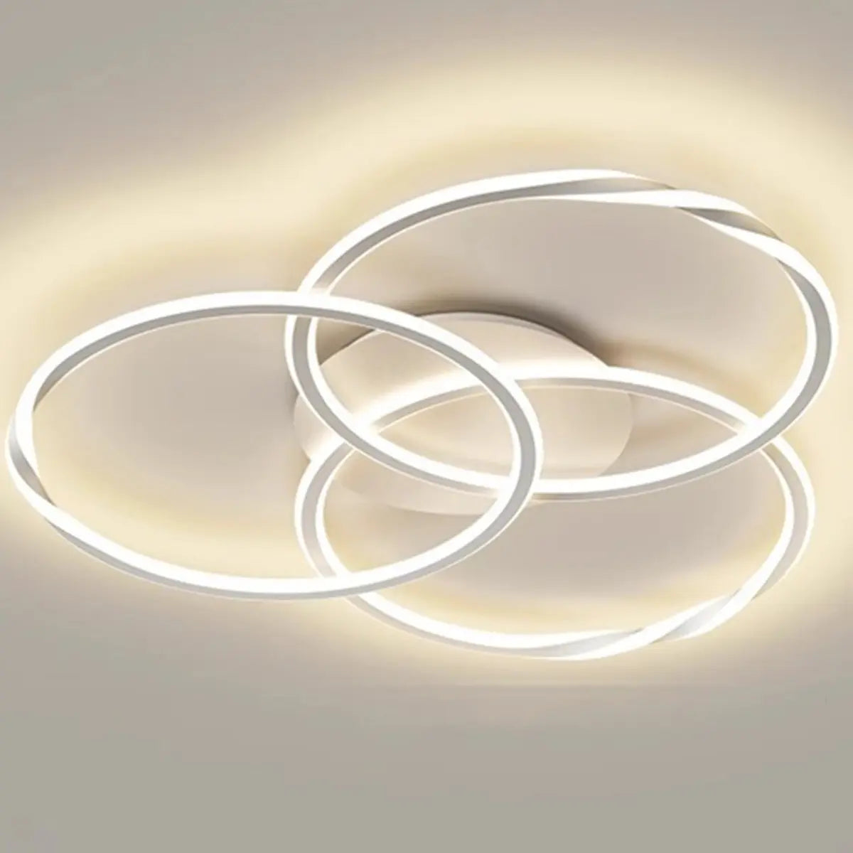 Minimalist White Triple Circle Semi-Flush Mount Light Image - 7