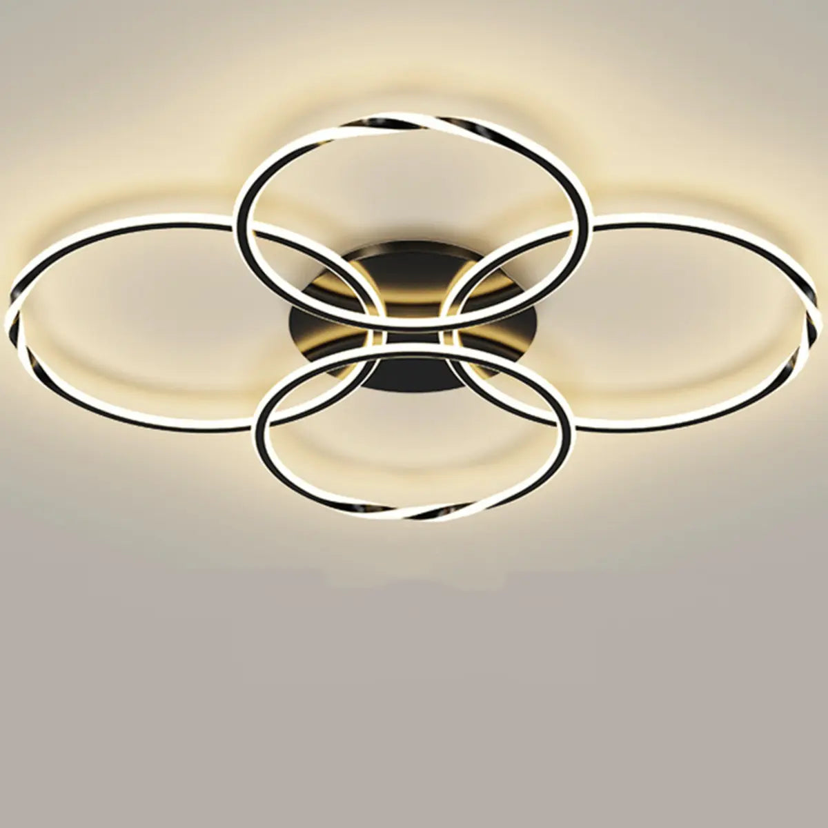 Minimalist White Triple Circle Semi-Flush Mount Light Image - 9