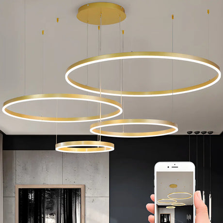 Modern Circular LED Gold Pendant Light for Dining Room Image - 1