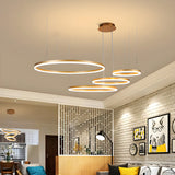 Modern Circular LED Gold Pendant Light for Dining Room Image - 6