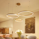 Modern Circular LED Gold Pendant Light for Dining Room Image - 7