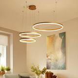 Modern Circular LED Gold Pendant Light for Dining Room Image - 8