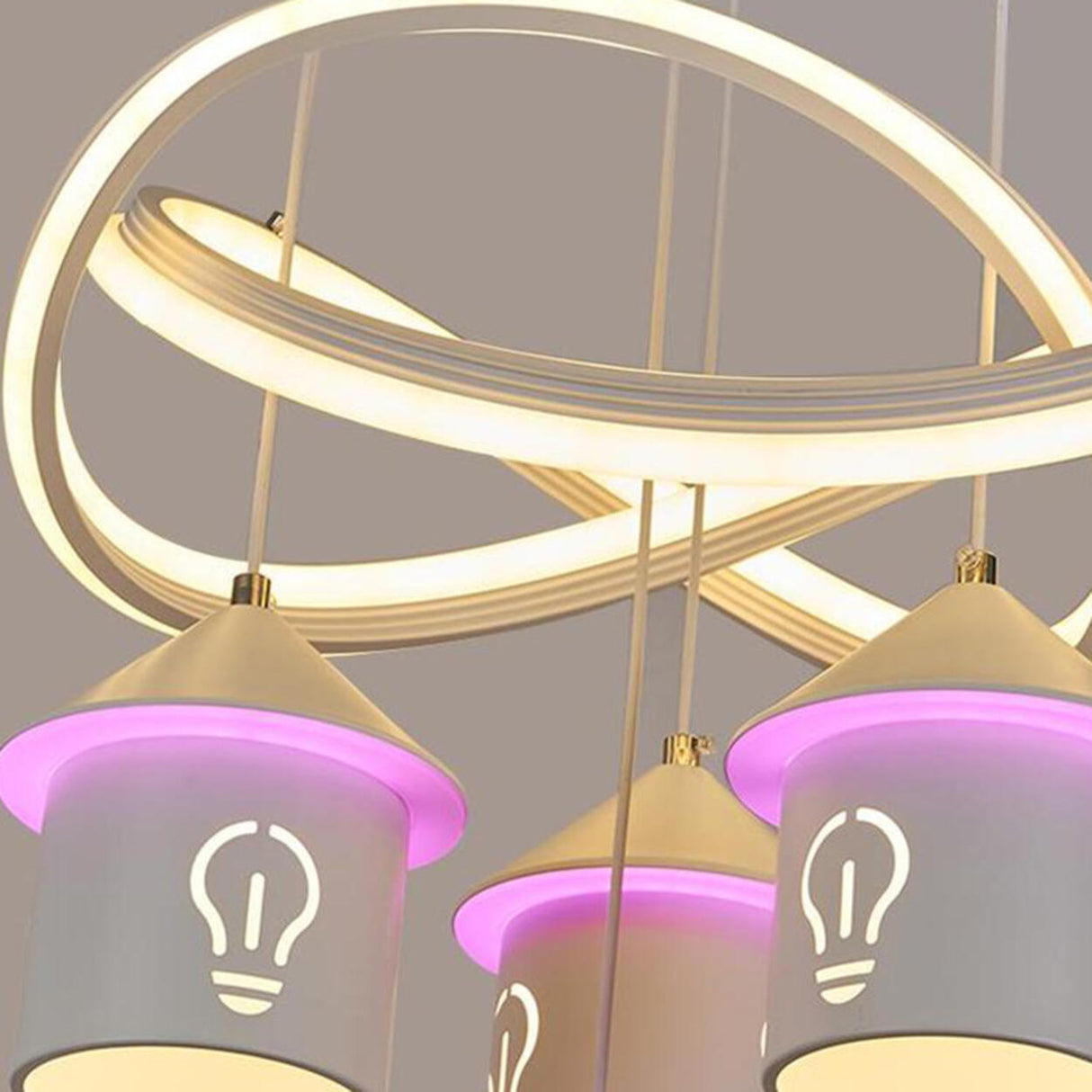 Modern Circular LED Pendant Chandelier House Shape Image - 10