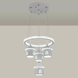 Modern Circular LED Pendant Chandelier House Shape Image - 14