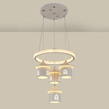 Modern Circular LED Pendant Chandelier House Shape Image - 19