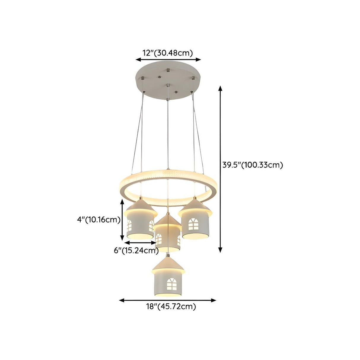 Modern Circular LED Pendant Chandelier House Shape 