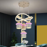 Modern Circular LED Pendant Chandelier House Shape Image - 3