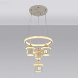 Modern Circular LED Pendant Chandelier House Shape Image - 5