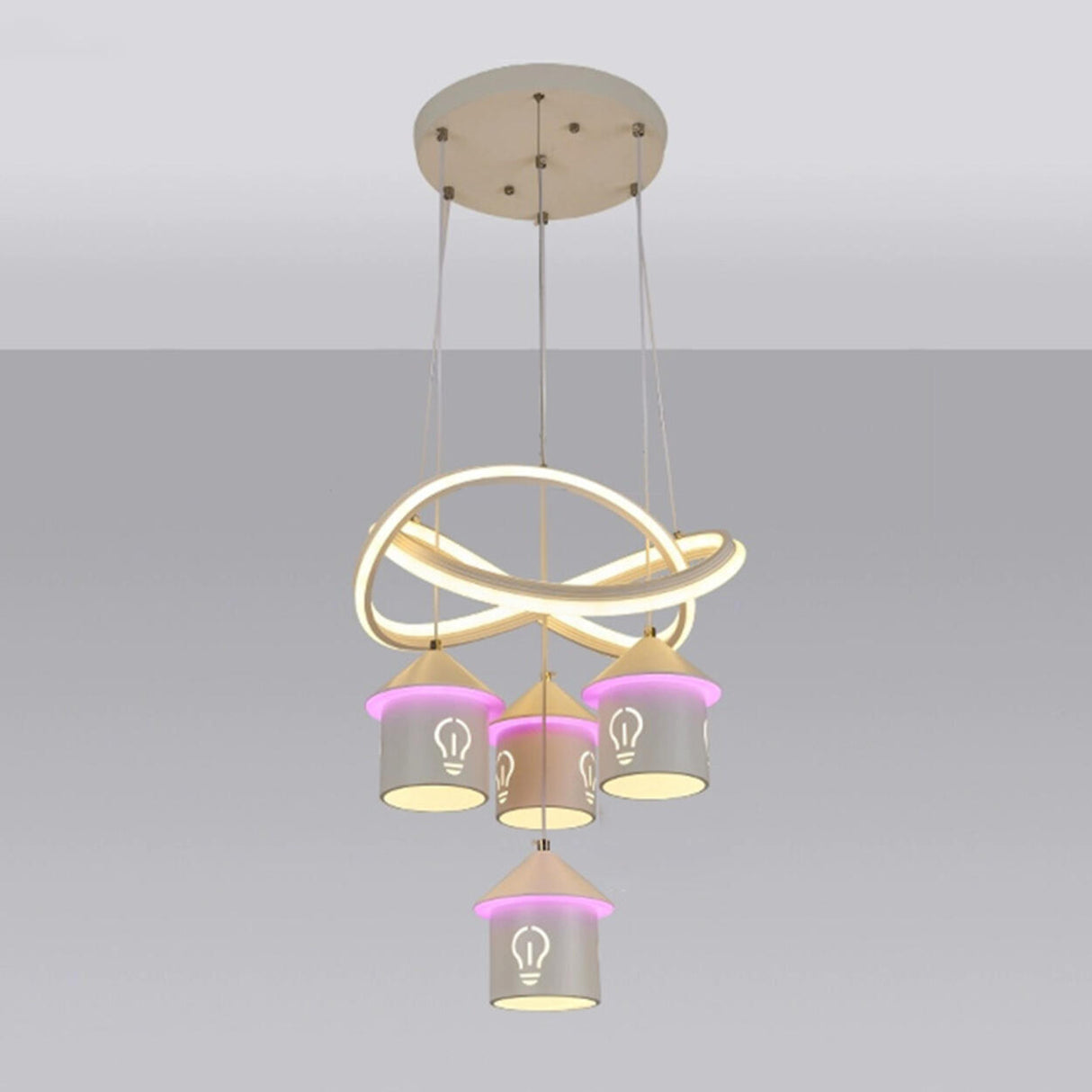 Modern Circular LED Pendant Chandelier House Shape Image - 6