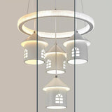 Modern Circular LED Pendant Chandelier House Shape Image - 8